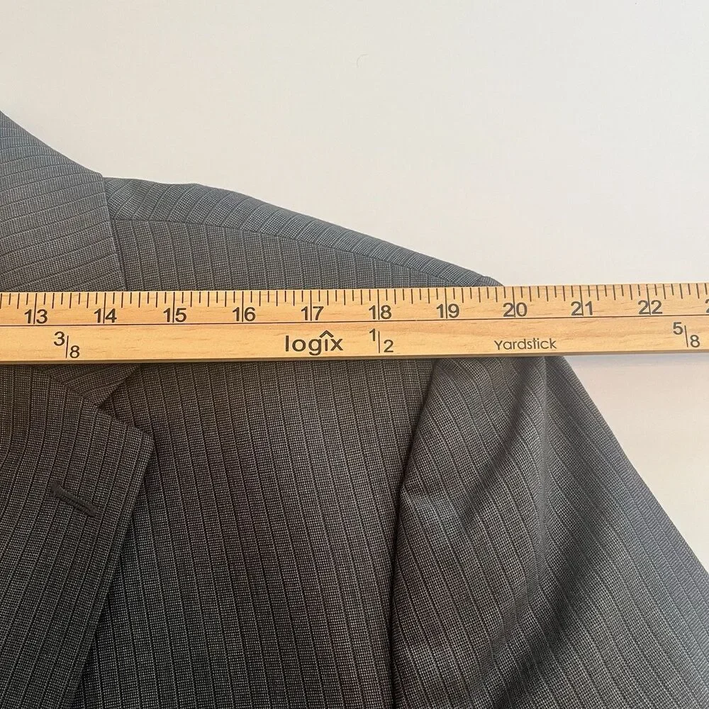 Joseph Jos. A. Bank 100% Wool Grey Striped 2 Button Blazer Slim Fit Size 44R